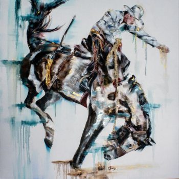 Shimmering Hoofstorm | Oil & Gold Leaf | 48" x 48"