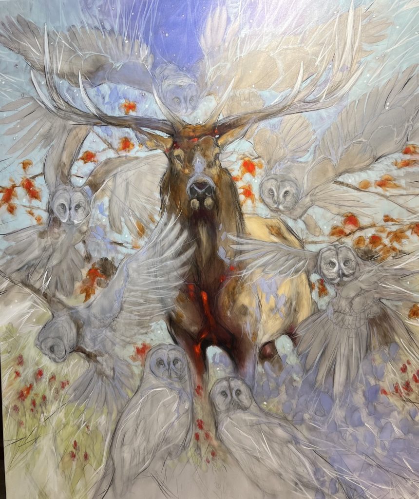 The Great Greys and the Nobleman | Oil Wash & Charcoal | 72" x 60"